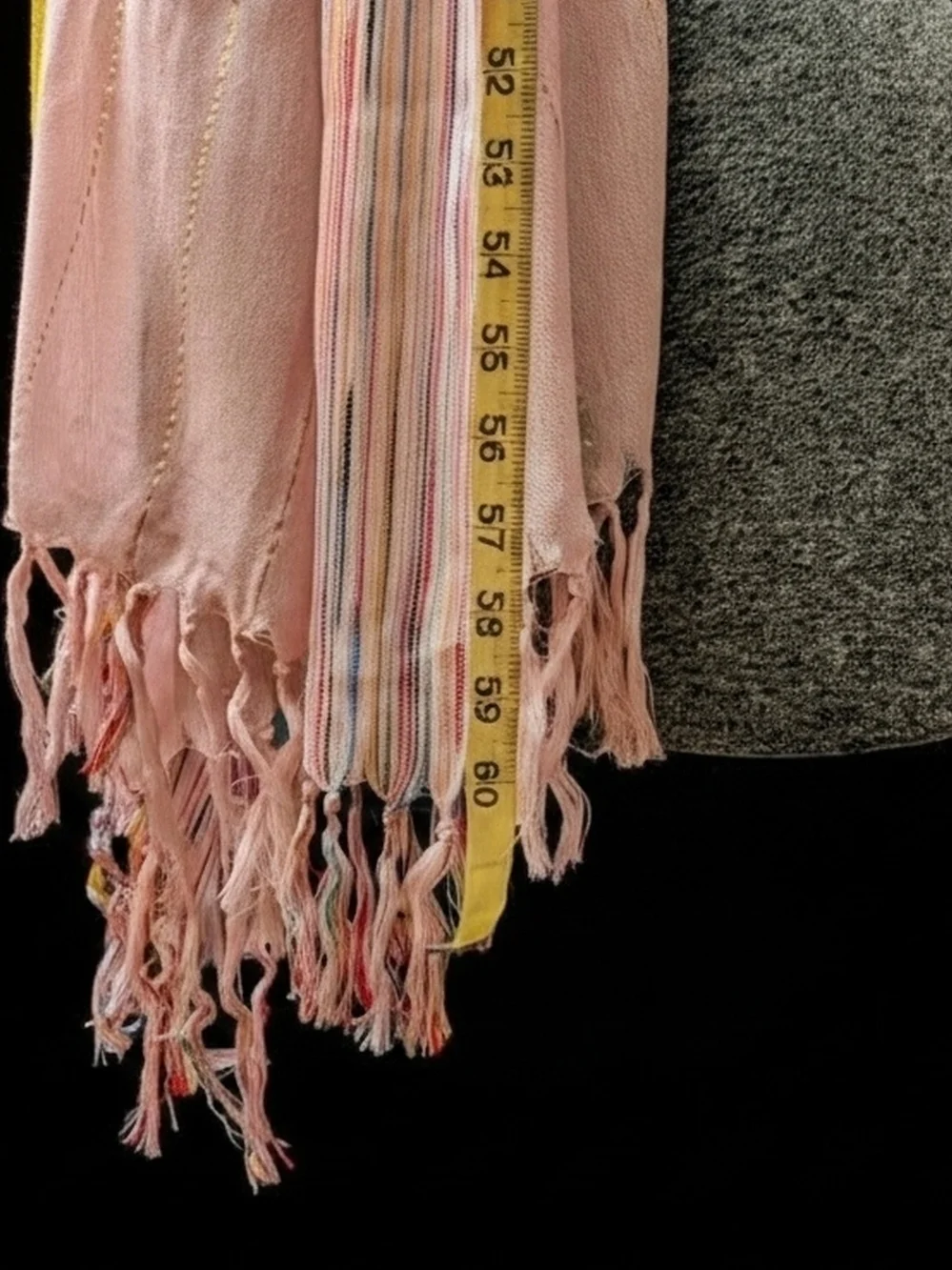 Artisan-Style Mixed Fiber Soft Pink Striped Fringe Shimmering Scarf Wrap 24